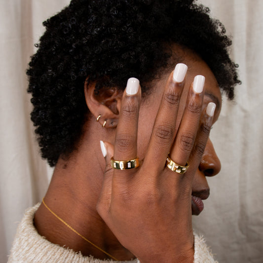 7mm Polished Band with Off-Set Horizontal Bagette-Cut Accents