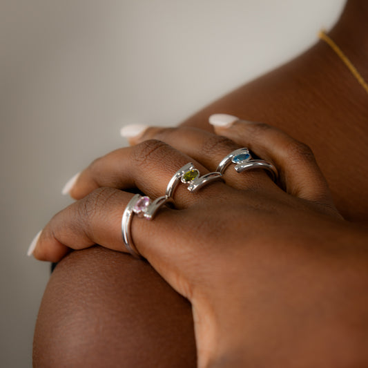 Polished Ring with Lab-Created Peridot with Round-Cut Accents