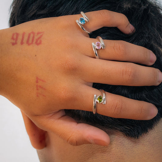 Polished Ring with Lab-Created Pink Sapphire with Round-Cut Accents