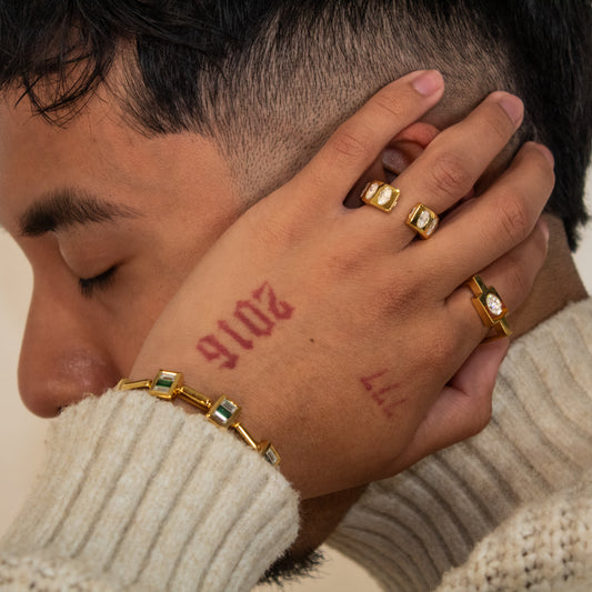 7.9mm Polished Band with Oval-Cut Stones and Oval Accents