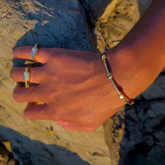 Princess-Cut Lab-Created Emerald and Moissonite Flush-Set Bracelet