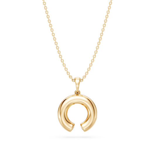 High Polished Open Circle Pendant with Round Stone Accents