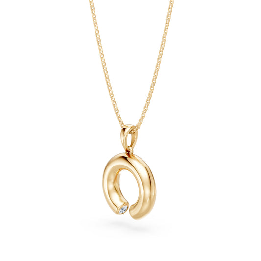 High Polished Open Circle Pendant with Round Stone Accents